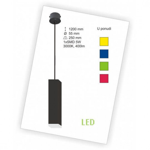 Crna LED visilica 3000K 1x5W 400lm M10275 - Lusteri i visilice