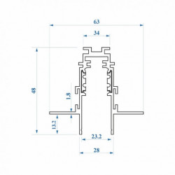 Šina 1m 12mm slim ugradna (za namestaj) crna